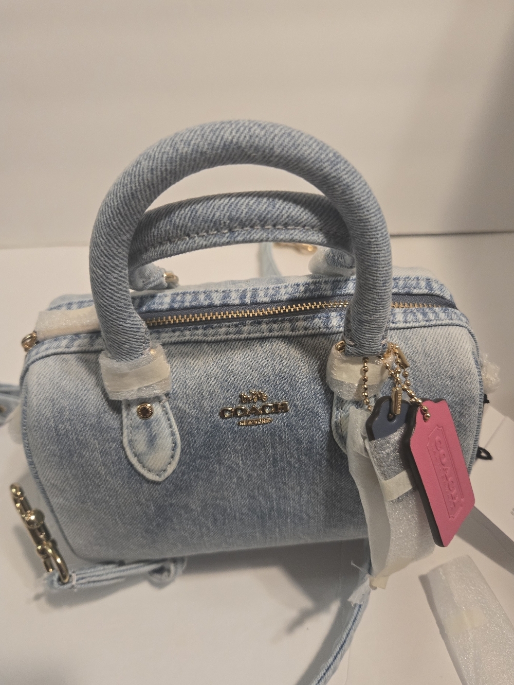 Coach Denim Blue Mini Satchel with Pink Tag - Picture 13 of 13